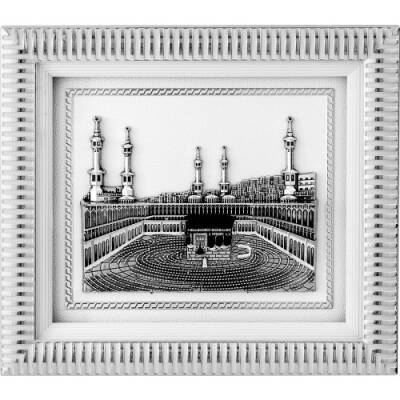 29x33 cm Kabe Pano - Beyaz Gümüş Renk - 