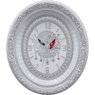 32x37 cm Armalı Saat - Beyaz Gümüş Renk - 
