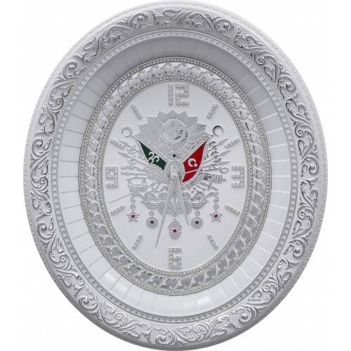 32x37 cm Armalı Saat - Beyaz Gümüş Renk - 1