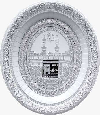 32x37 cm Oval Az Taşlı Kabe - Beyaz Gümüş Renk - 