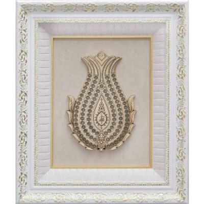 50x60 cm Laleli Esma - Beyaz Sarı - 