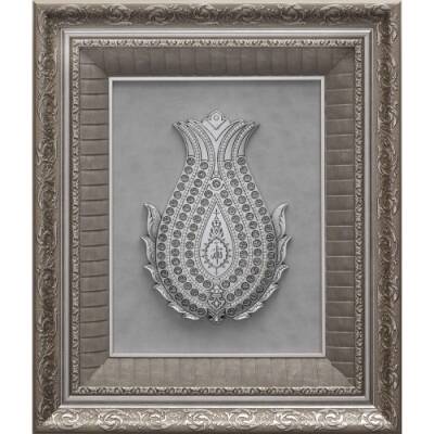 50x60 cm Laleli Esma - Gümüş Renk - 