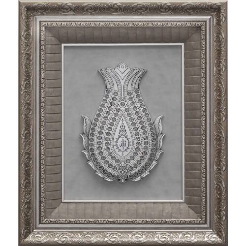 50x60 cm Laleli Esma - Gümüş Renk - 1