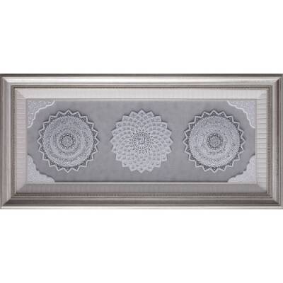 58x118 cm Papatya Serisi Üçlü - Beyaz Gümüş Renk - 