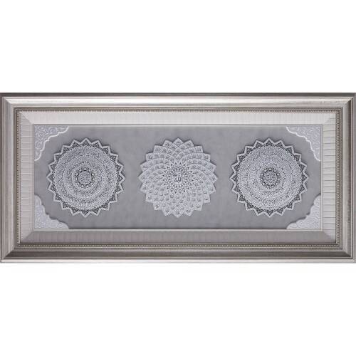 58x118 cm Papatya Serisi Üçlü - Beyaz Gümüş Renk - 1