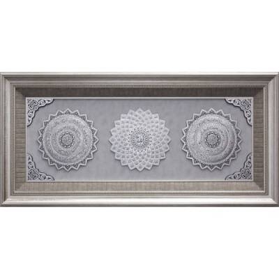 58x118 cm Papatya Serisi Üçlü - Gümüş Renk - 