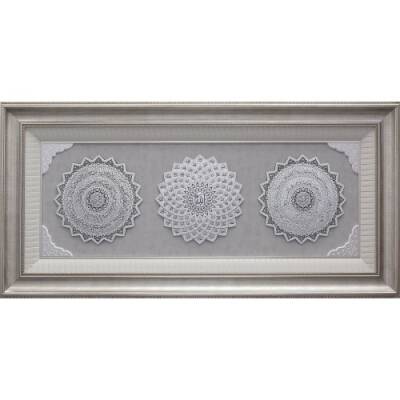 72x148 cm Papatya Serisi Üçlü Büyük - Beyaz Gümüş Renk - 