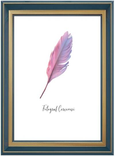 Fotoğraf Çerçevesi - 10x15 cm İç Ölçü - 14x19 cm Dış Ölçü - Mavi & Sarı Renk - 1